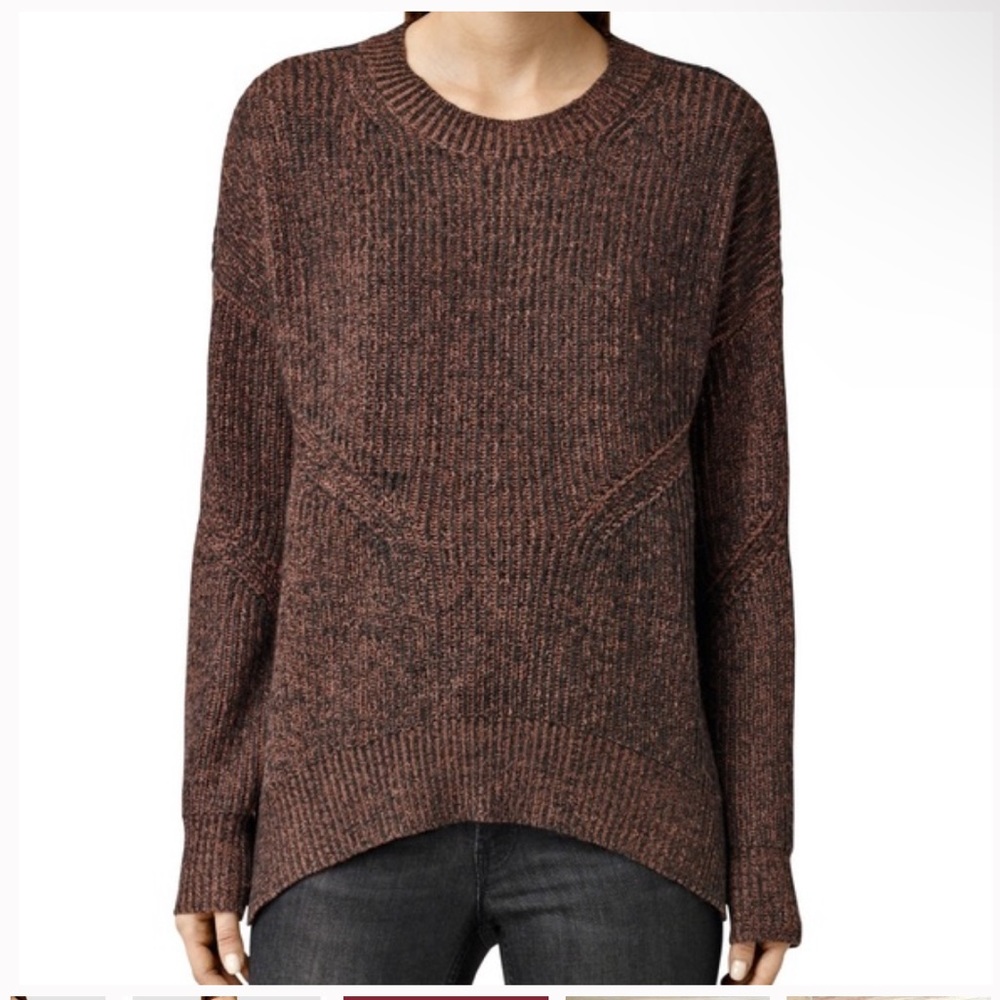 ALLSAINTS Velo Jumper Terracota Black Wool Medium